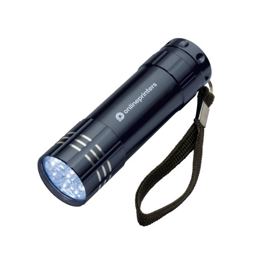 Lampe LED en mtal noir avec dragonne.