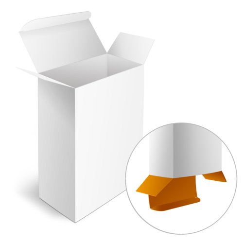 Bote pliante en papier avec rabats d'insertion opposs.