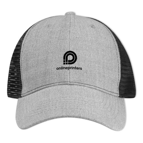 Casquette de baseball grise en tissu avec empicements en filet.
