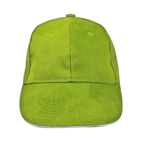 Casquette de baseball à 6 panneaux en tissu vert pomme.