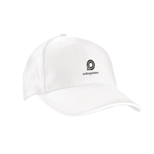 Casquette de baseball blanche  six panneaux avec sangle rglable.
