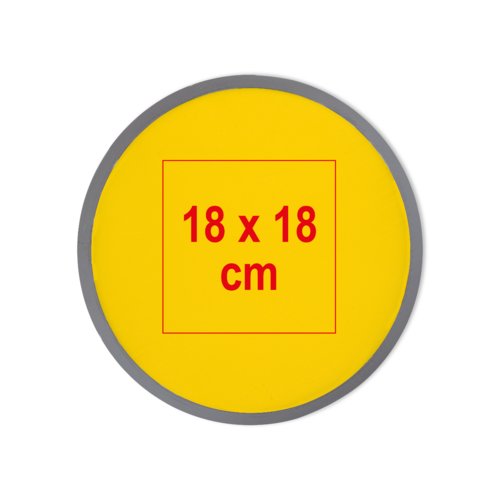 Disque de lancer pliable en tissu jaune.