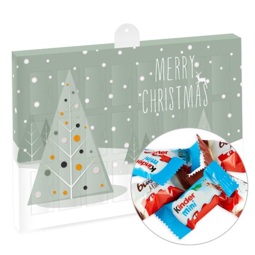 Calendrier de l'Avent gris en carton avec 24 portes  ouvrir.