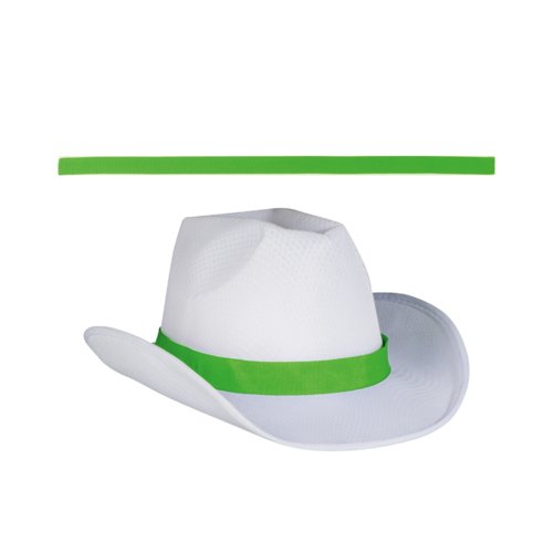 Chapeau en tissu blanc avec bandeau color.