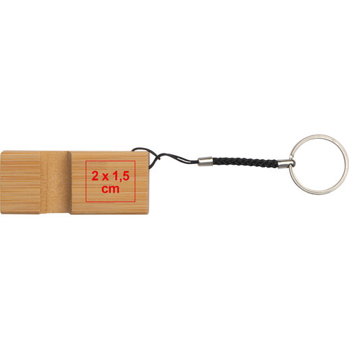 Porte-clés en bois avec anneau en métal.