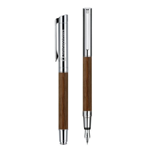 Stylo plume argent en bois avec clip.