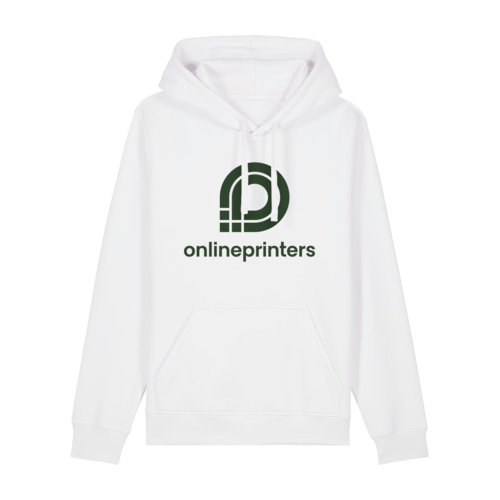 Sweat  capuche blanc en tissu avec poche kangourou. Coupe unisexe.