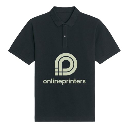 Polo fonc en coton coupe unisexe avec patte de boutonnage.