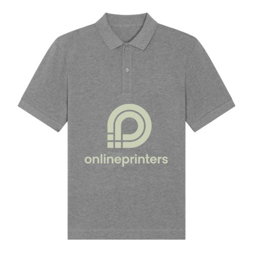 Polo en coton biologique chiné gris avec patte de boutonnage.