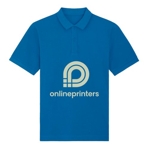 Polo bleu roi en coton biologique à manches courtes.