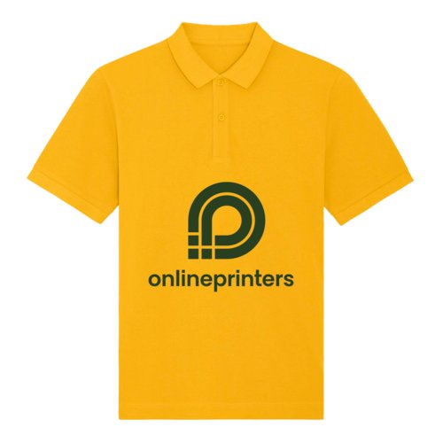 Polo jaune en coton bio avec courte patte boutonnée.