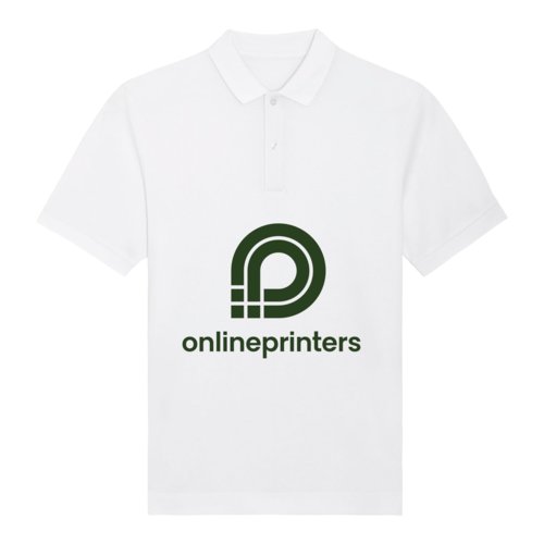 Polo blanc en coton bio avec manches courtes et patte de boutonnage.