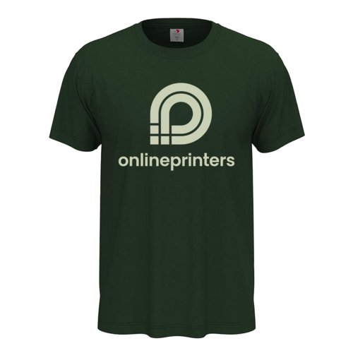 T-shirt en coton vert fonc  manches courtes.