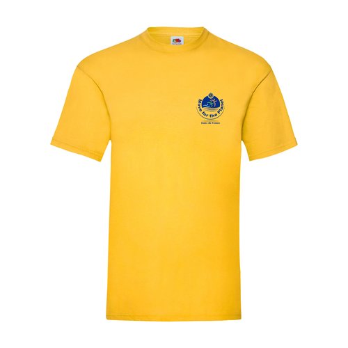 T-shirt jaune en coton pour hommes avec manches courtes.