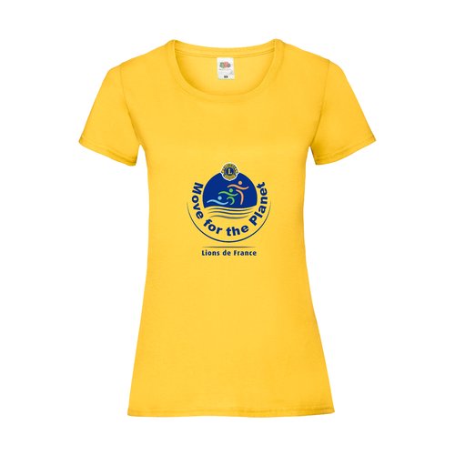 T-shirt jaune en coton avec manches courtes et encolure ronde.
