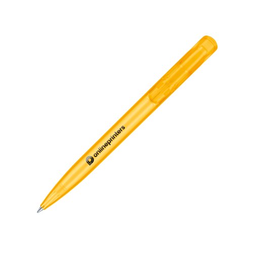 Stylo  bille jaune en plastique avec mcanisme  poussoir.