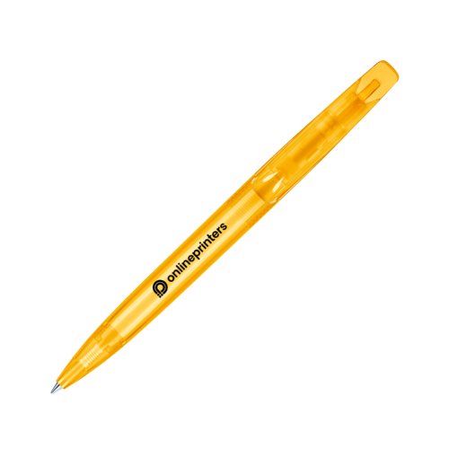 Stylo  bille rotatif en plastique jaune avec clip.