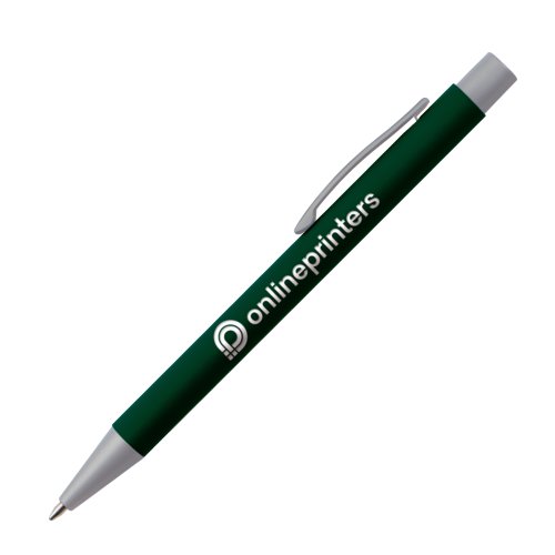 Stylo  bille vert fonc avec clip et mcanisme  pression.