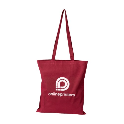 Sac en coton bordeaux avec de longues anses.