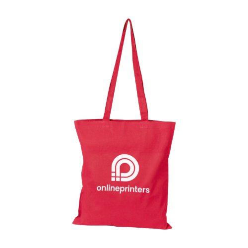 Sac rouge en coton avec longues anses.