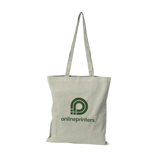 Sac en coton gris avec poignées de transport.