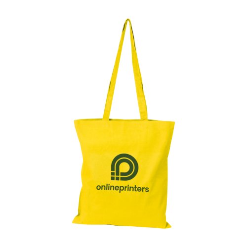 Sac jaune en coton avec longues anses.
