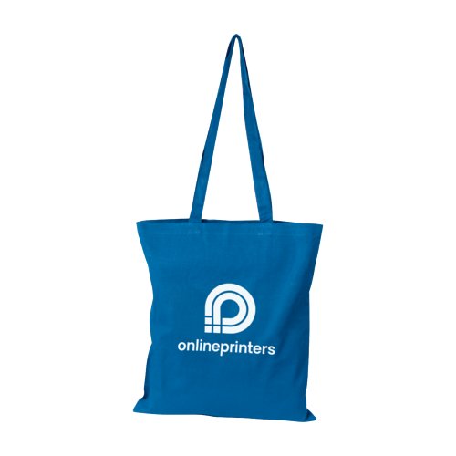 Sac en coton bleu avec de longues anses.