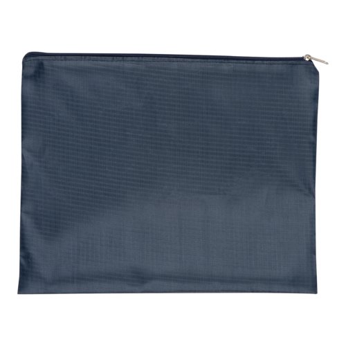Ensemble de voyage en textile bleu foncé, quatre pièces, avec fermeture éclair.