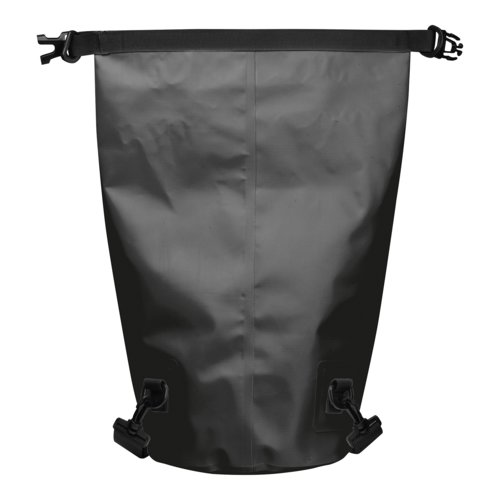 Sac noir impermable avec fermeture  enroulement et boucle.