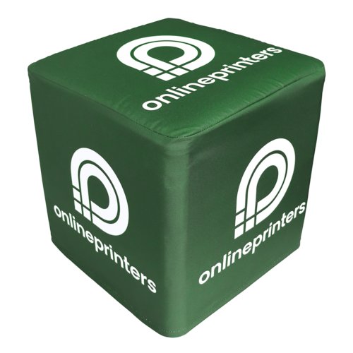 Cube de sige en tissu vert.