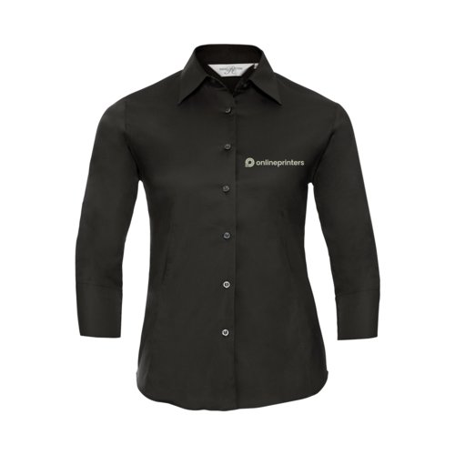Blouse noire  manches longues avec patte de boutonnage.