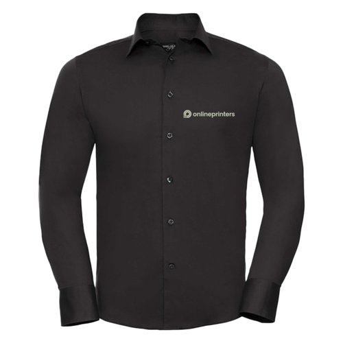 Chemise noire  manches longues avec patte de boutonnage.