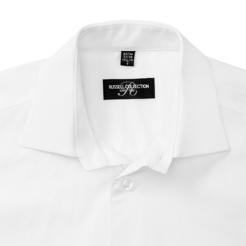 Chemise blanche à manches courtes en coton mélangé pour homme.