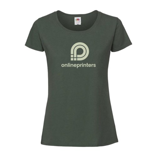T-shirt en coton vert fonc pour femme avec manches courtes.