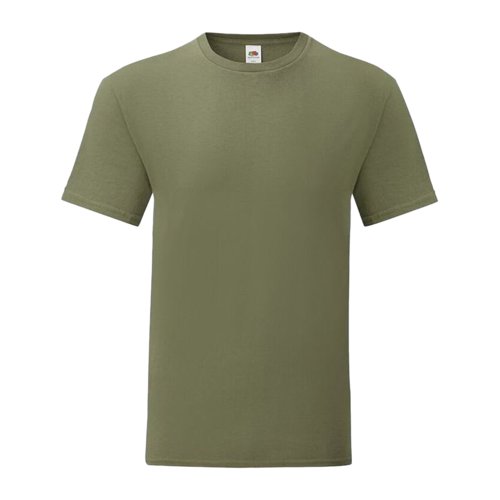 T-shirt vert olive en coton avec manches courtes et col rond.