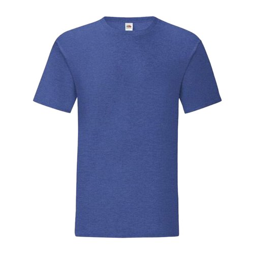 T-shirt bleu chiné en coton pour homme avec col rond.