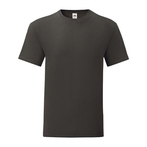 T-shirt en coton gris foncé avec manches courtes et encolure ronde.