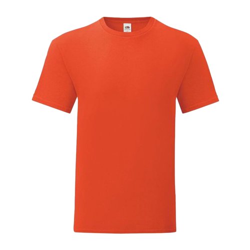 T-shirt orange en coton pour hommes avec manches courtes.