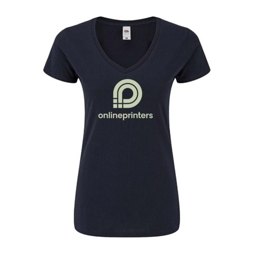 T-shirt bleu fonc  col en V pour femme.