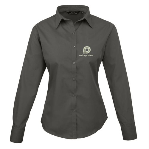 Blouse popeline gris fonc pour femmes avec manches longues et col.