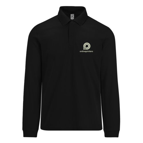 Polo noir  manches longues avec patte boutonne.
