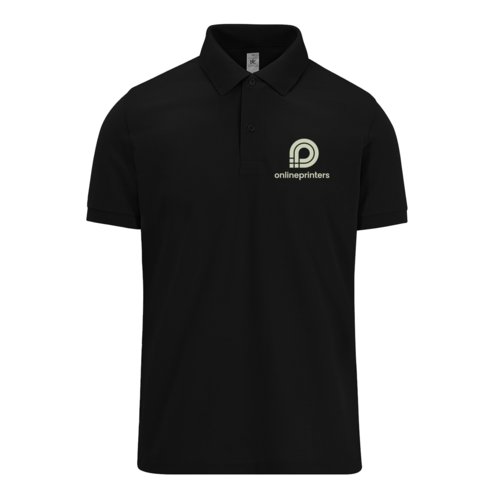 Polo noir en coton pour hommes avec manches courtes.