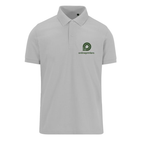 Polo en tissu gris pour hommes avec courte patte de boutonnage.