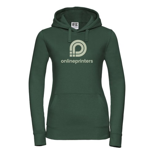 Sweat  capuche vert en tissu pour femme avec capuche et poche kangourou.