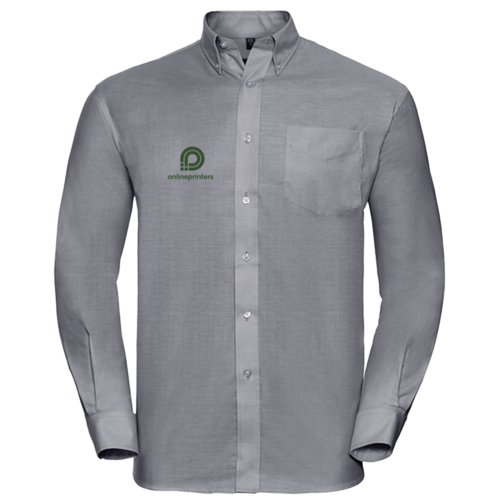 Chemise Oxford grise pour hommes avec patte de boutonnage et poche poitrine.