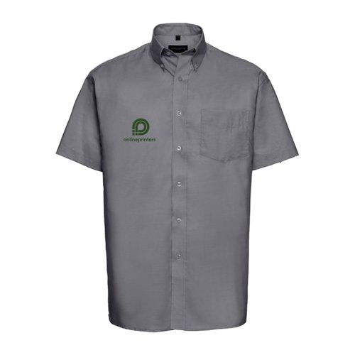 Chemise grise en coton  manches courtes et patte boutonne.