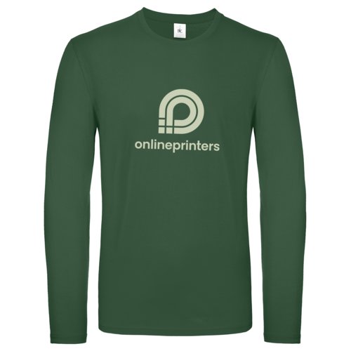 T-shirt vert  manches longues en coton pour hommes avec encolure ras du cou.