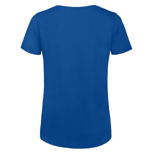 T-shirt bleu roi pour femmes en coton biologique à manches courtes.