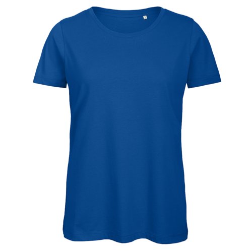 T-shirt bleu roi en coton biologique pour femmes à manches courtes.
