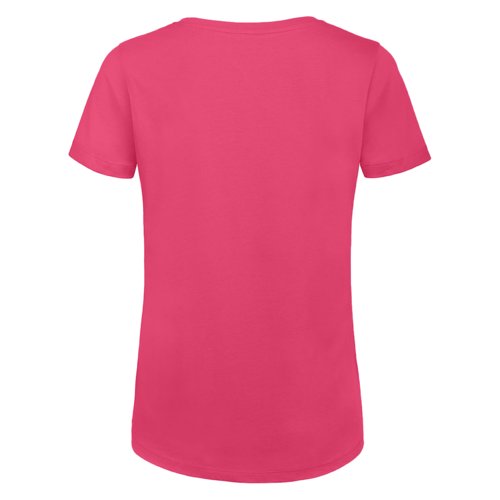 T-shirt rose pour femmes en coton biologique à manches courtes.